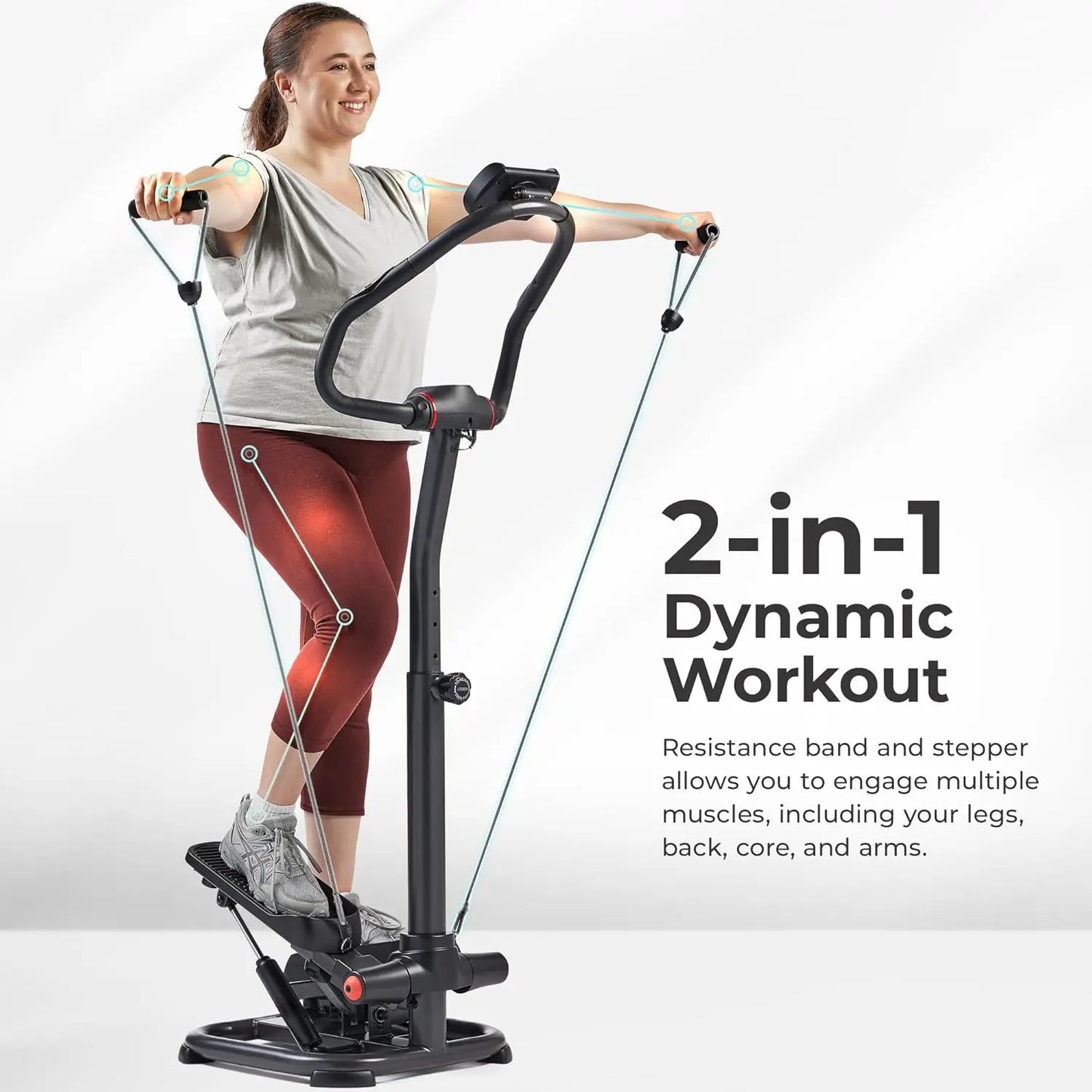 Health & Fitness 2-in-1 Premium Power Stepper with Resistance Bands,