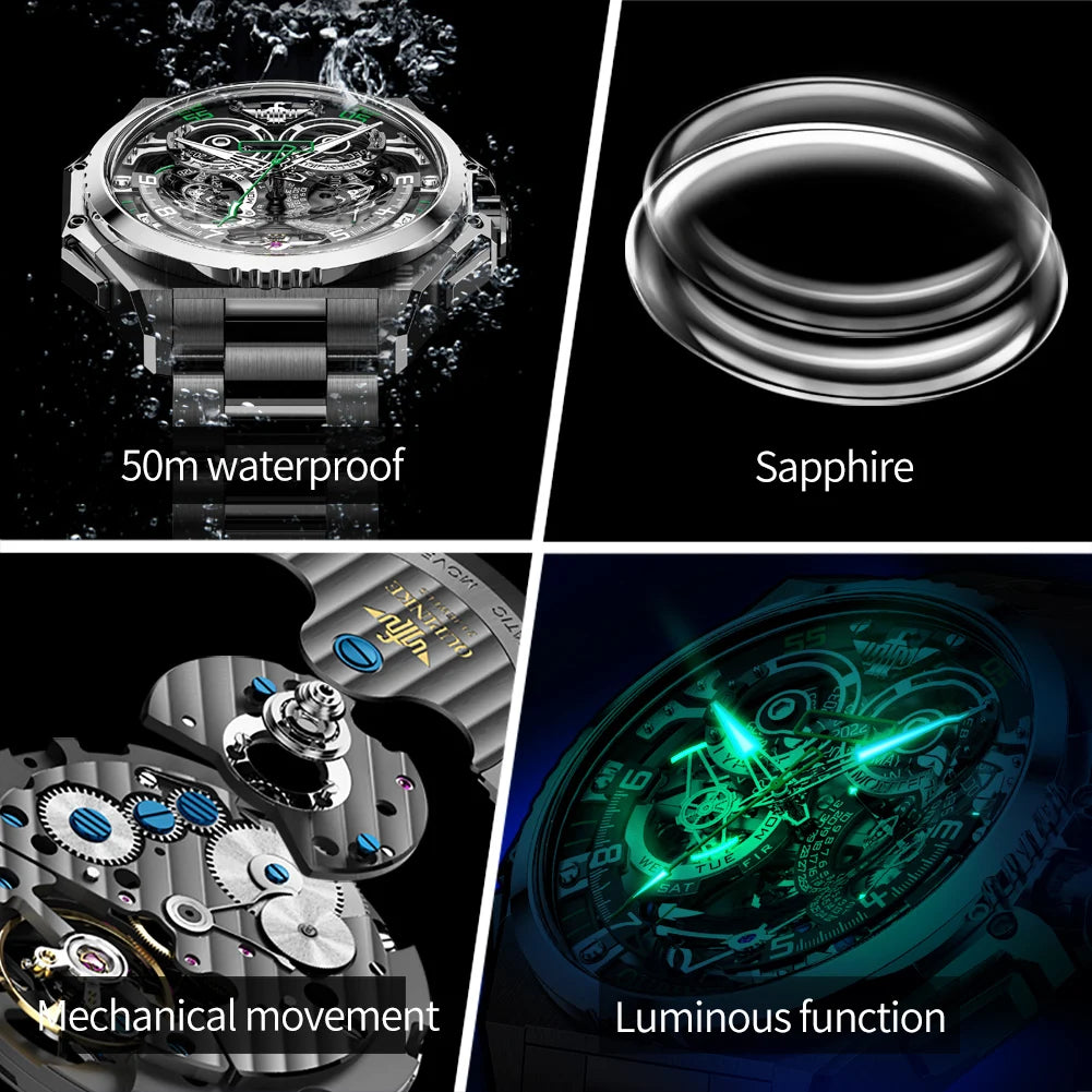 TOP Brand Automatic Watch for Men Quality Tungsten steel Fashion Man Watch