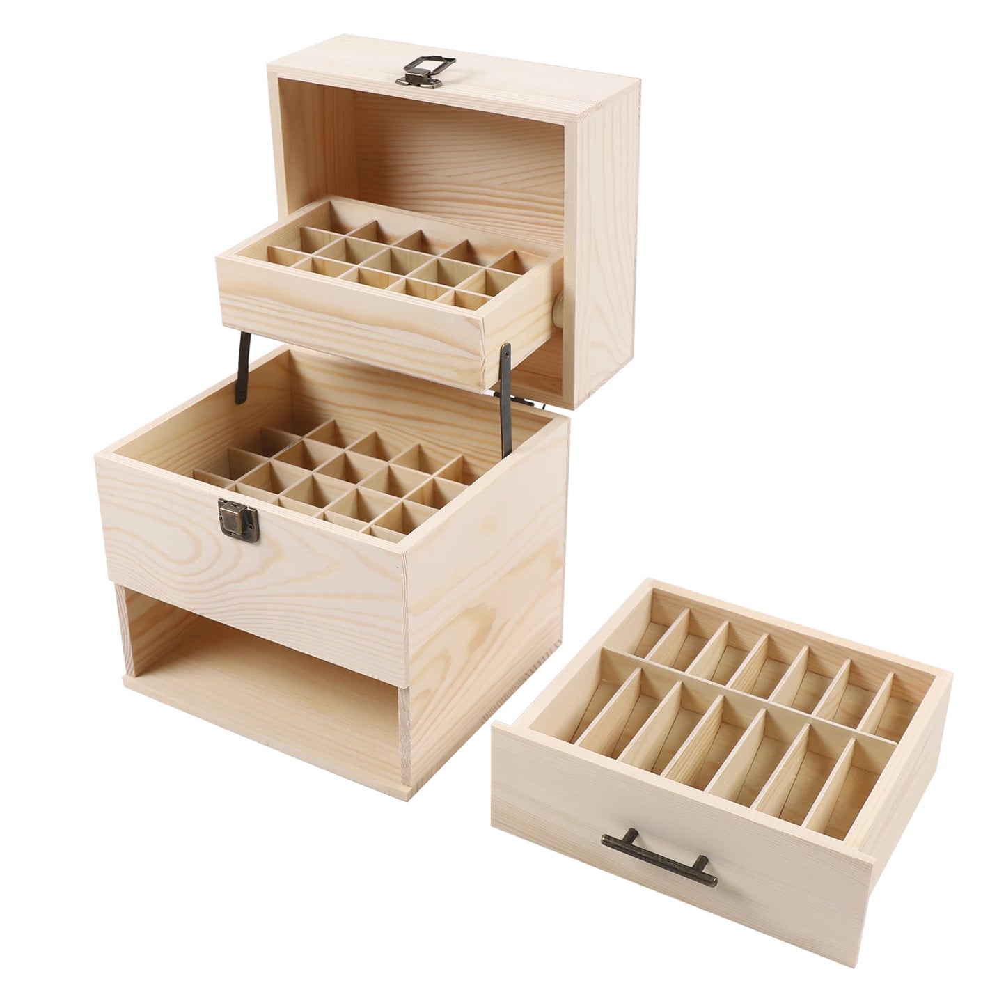 3 Tiers Essential Oil Storage Box Wooden Display