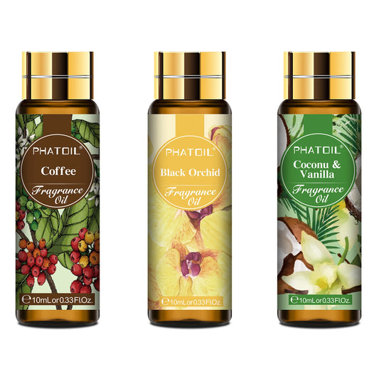 3 PCS Fragrance Oils Set - 10 ml Coconut Vanilla,White Musk,Black