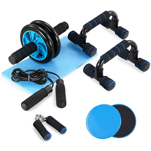 5-In-1 AB Wheel Roller Kit with Push-Up Bar Jump Rope