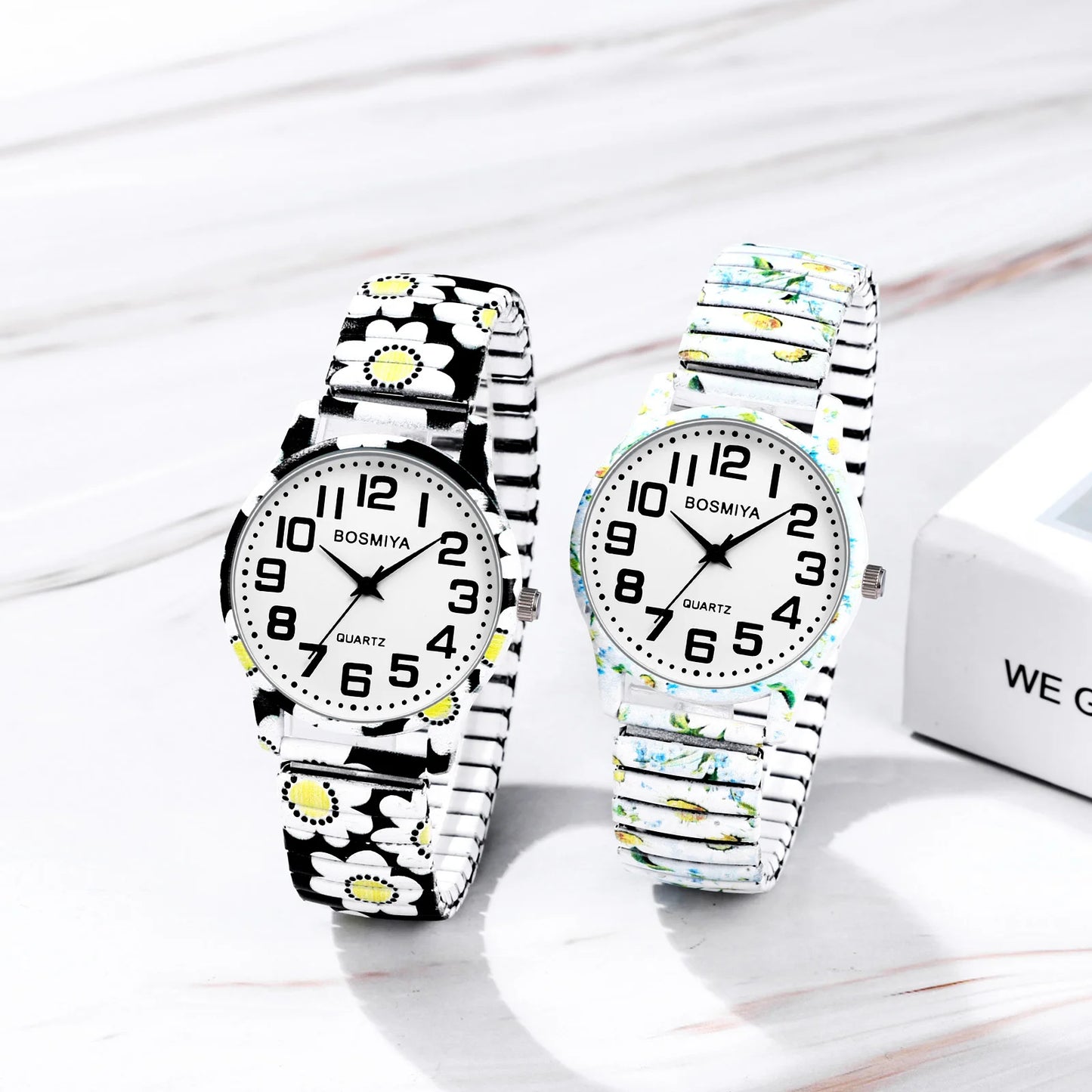 Men Women Teens Elastic Stretch Band Wristwatch