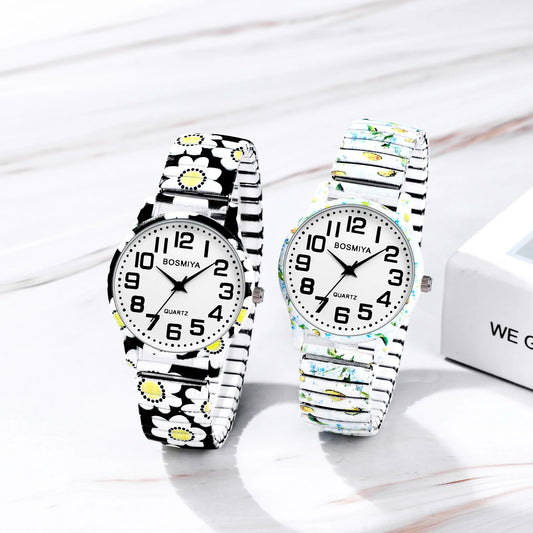 Men Women Teens Elastic Stretch Band Wristwatch