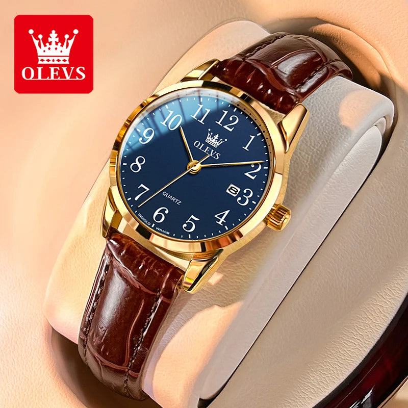 Quartz Watch for Men and Women Leather Strap Waterproof
