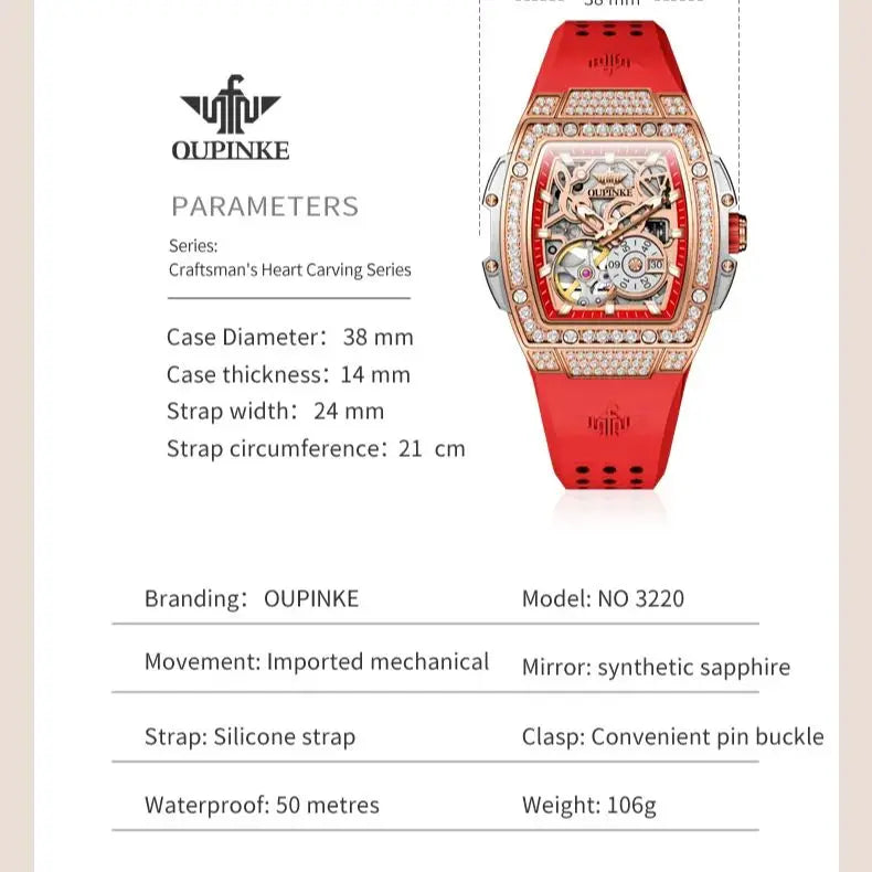 Skeleton Automatic Mechanical Watches for Women Waterproof