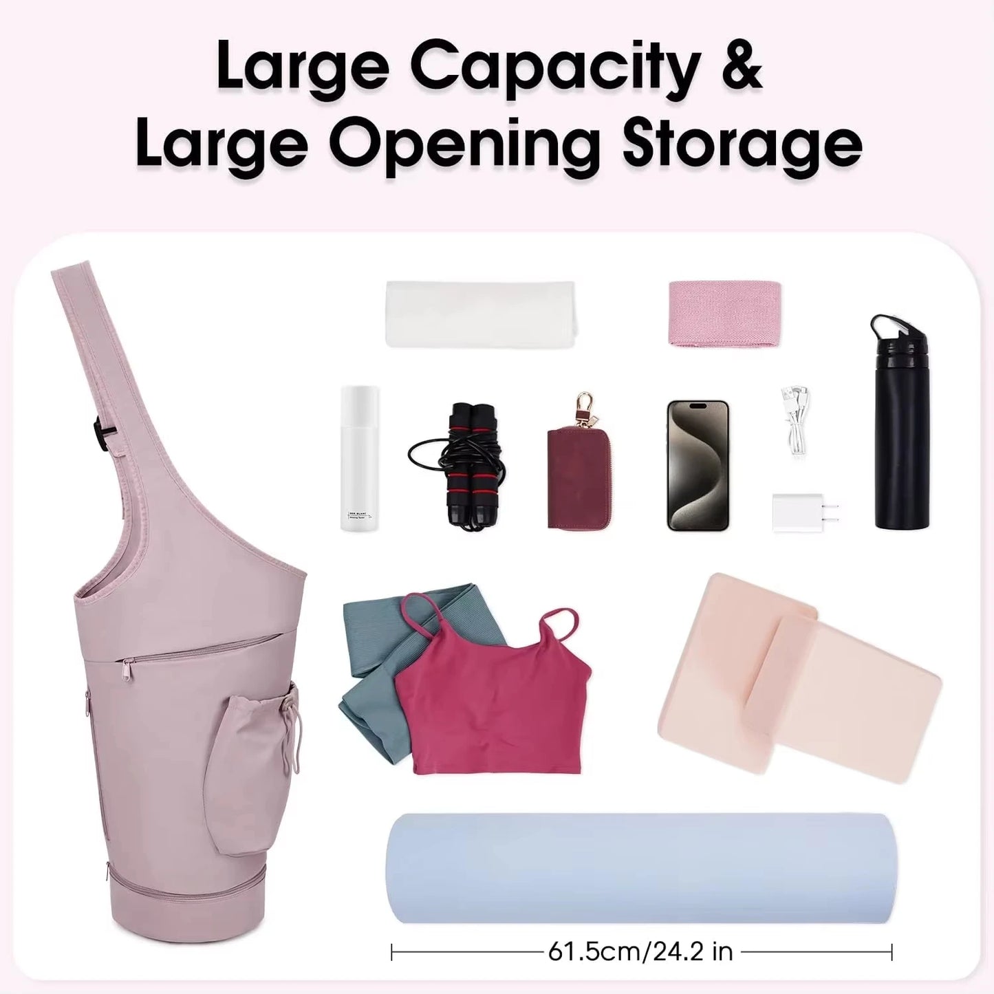 Yoga Mat  Large Opening Long Tote Waterproof