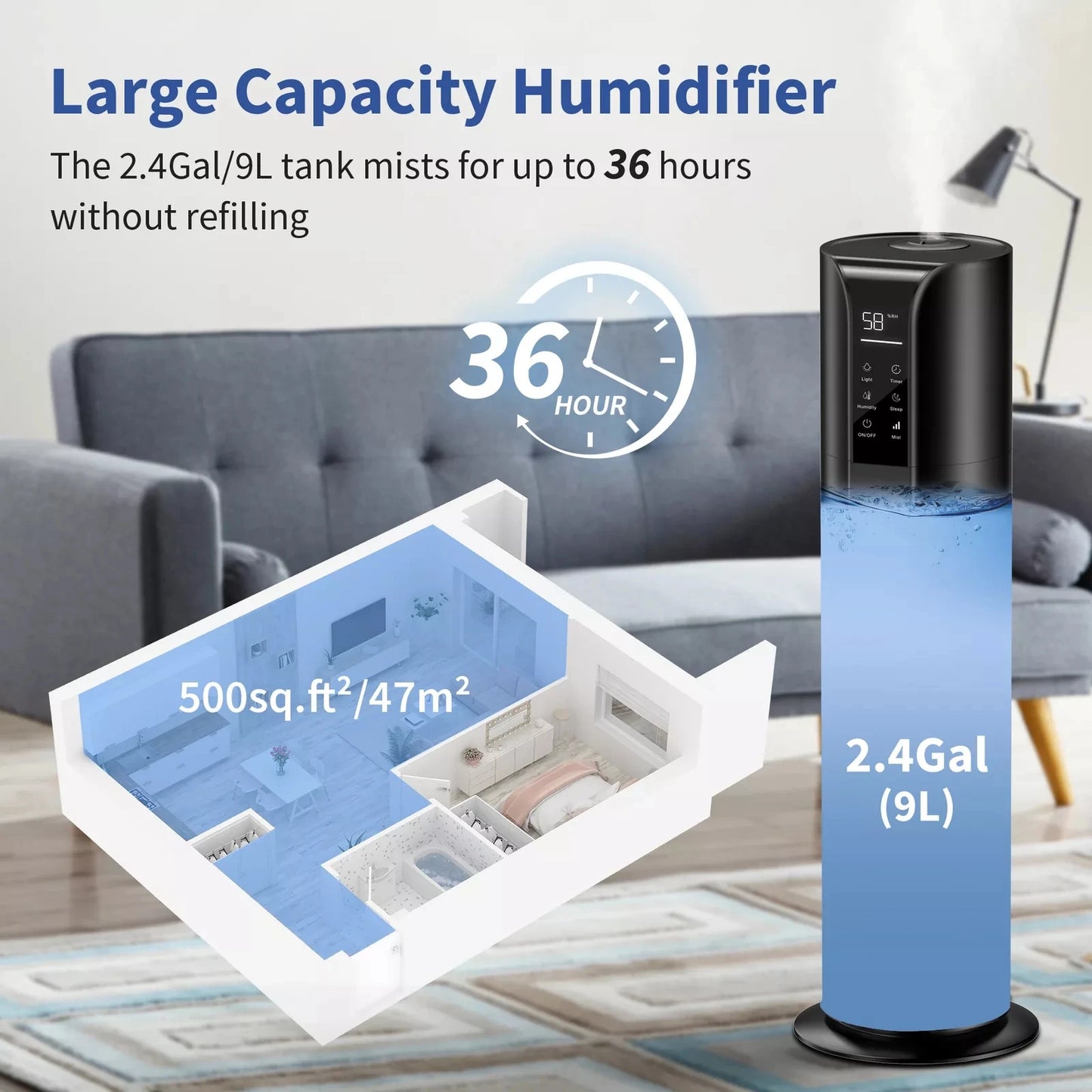 Humidifier Cool Mist Top Fill Aroma Humidifier with Essential Oil