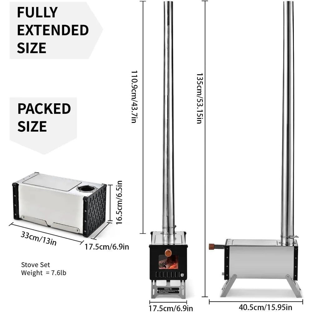 Camping Tent Portable Wood Stove Cooking Fishing