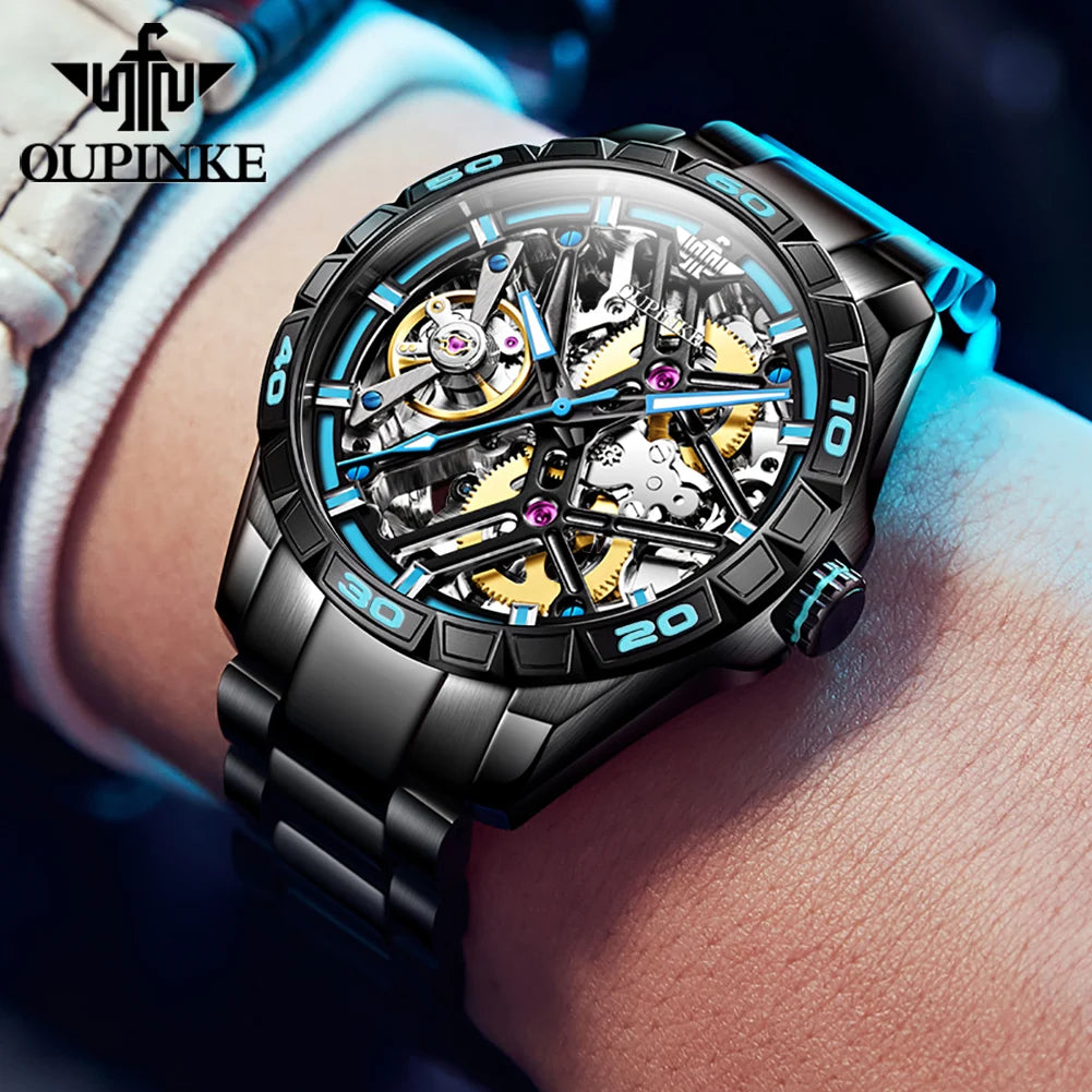 Tungsten Steel Automatic Machinery Men Watch