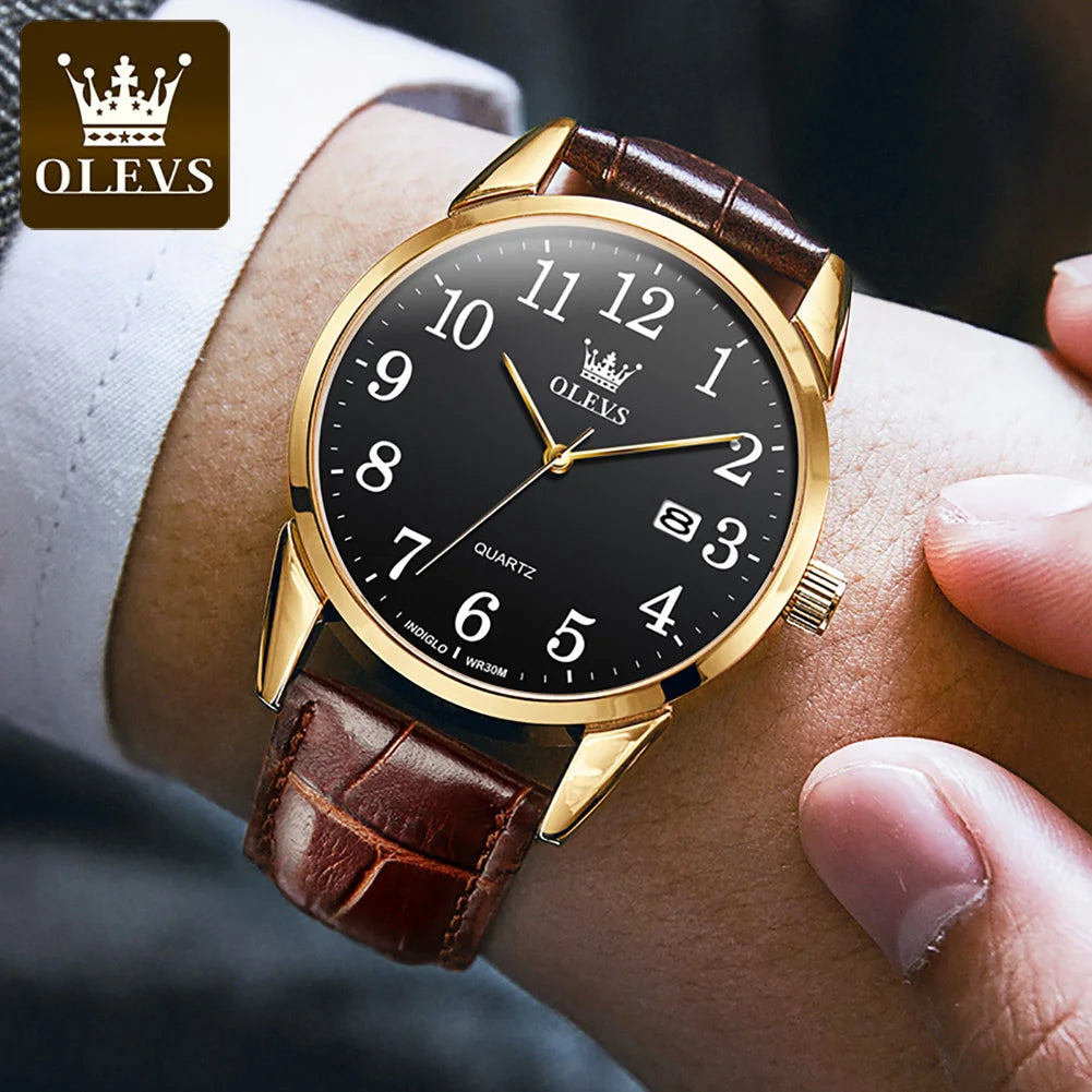 Quartz Watch for Men and Women Leather Strap Waterproof
