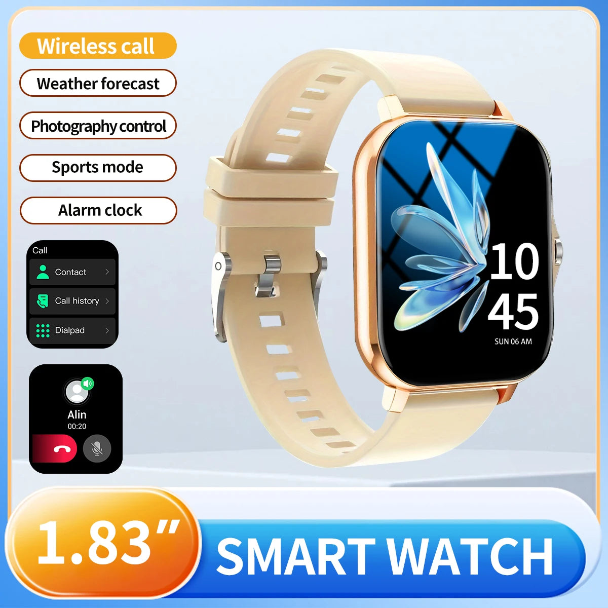 Outdoor sports smartwatch, wireless calling, information reminder,