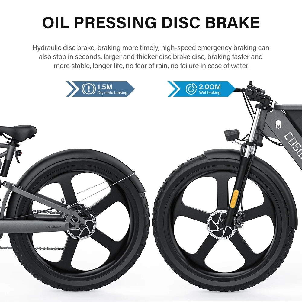 Electric Bike 26 Inch Fat tires Adult  Mountain
