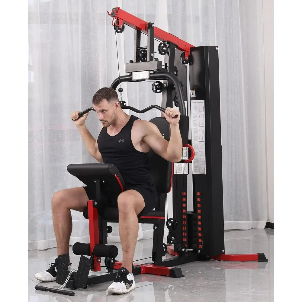 Home Gym System Workout Station with Leg Extension and Preacher Curl,