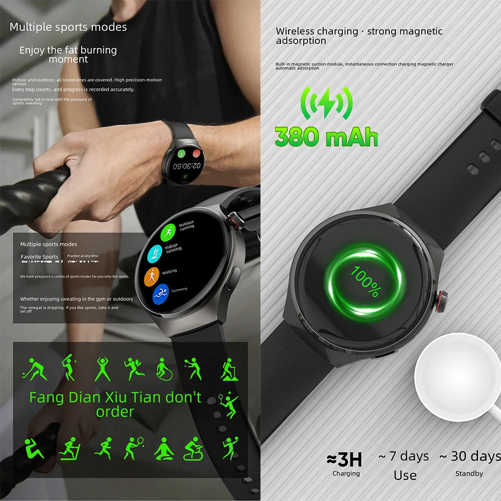 New NFC Men's Smart Watch Large Screen Bluetooth Call Heart Rate 7