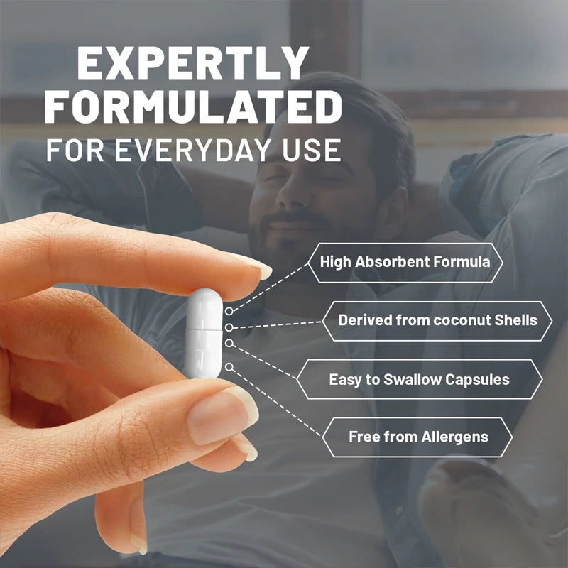 Charcoal Capsules 1,200 Mg - Organic Coconut Shell,