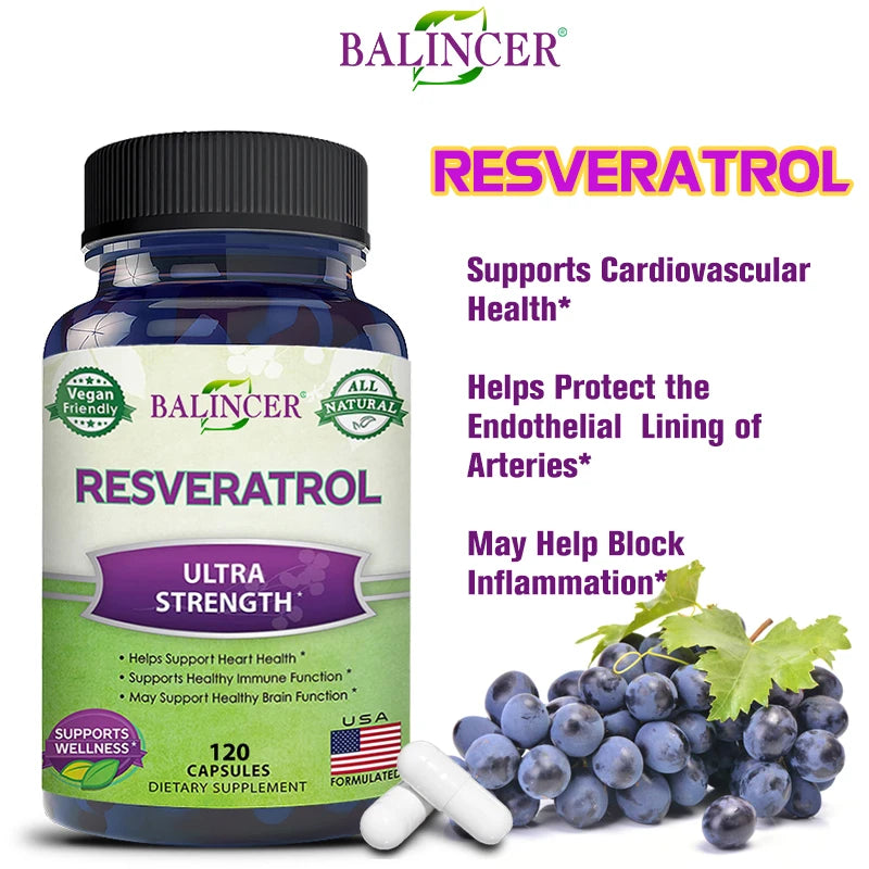 Resveratrol Capsules t Cardiovascular Health, Antioxidants