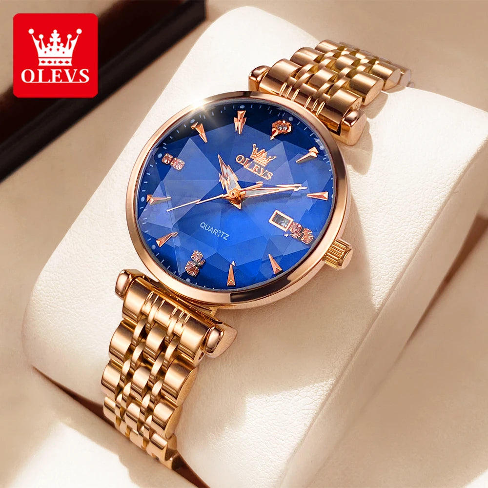Luxury  Elegant Women Watch High Quality Diamond Rose Gold Waterproof