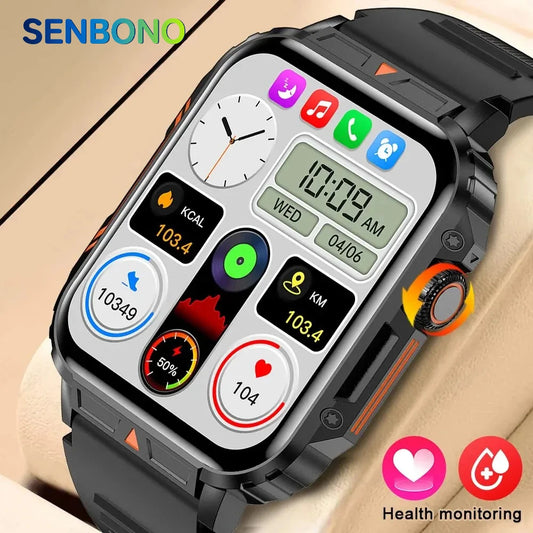 Military Men Smart Watch Bluetooth Call 24/7 Heart Rate
