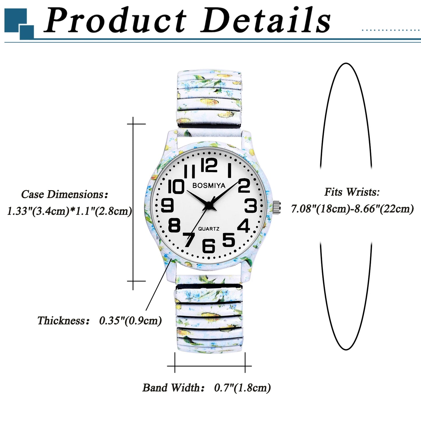 Men Women Teens Elastic Stretch Band Wristwatch