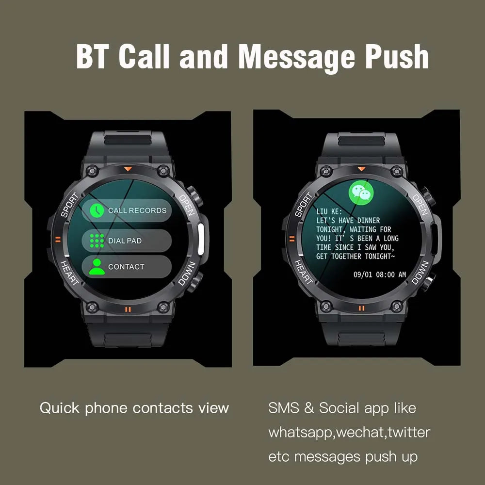 Men's Smart Watch  Big Screen Bluetooth Call  Military