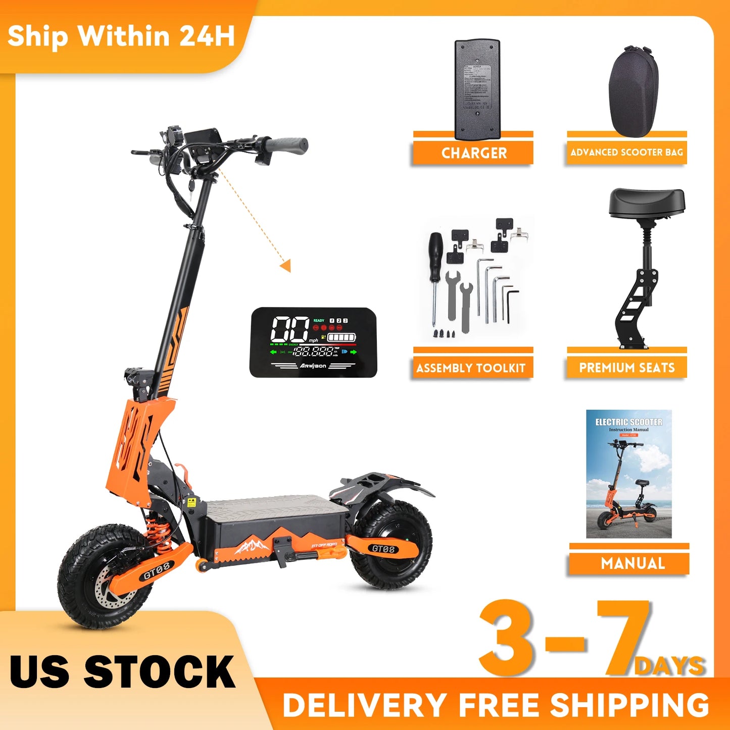 Adult Electric Scooter Dual Motor Top Speed 11-inch Off-