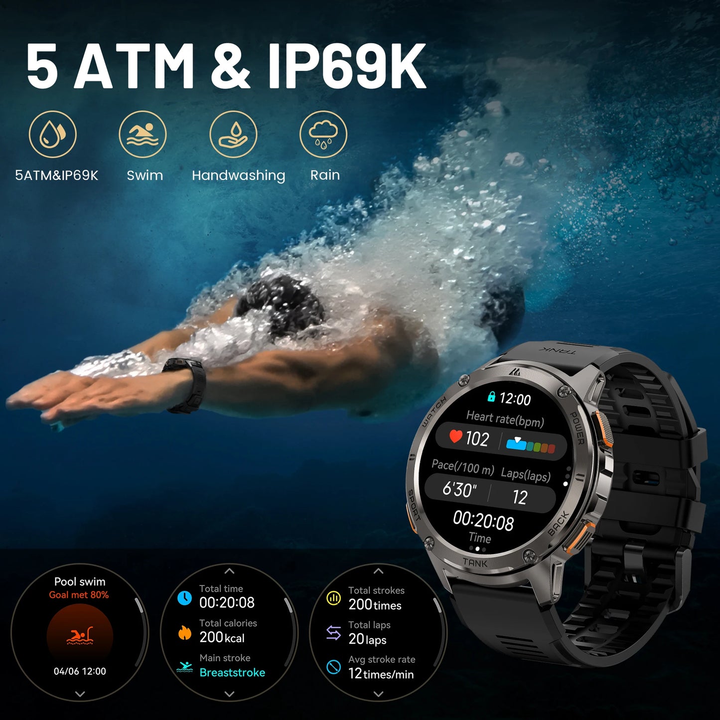 Smart Watch For Men Military Smartwatch Women Digital Fitness