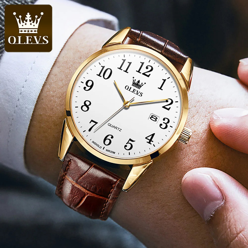 Quartz Watch for Men and Women Leather Strap Waterproof