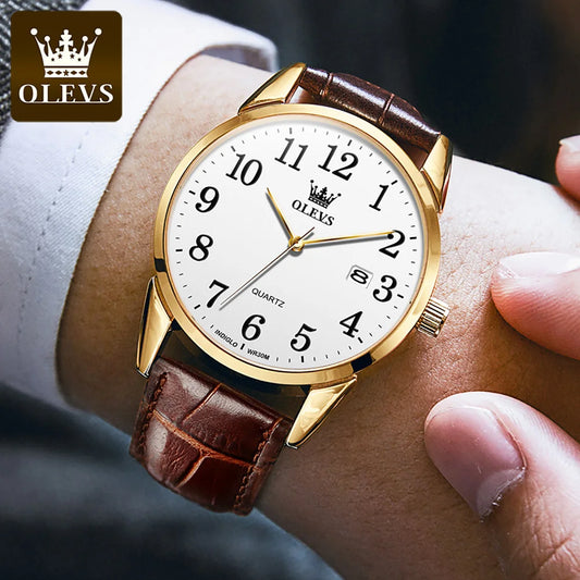 Quartz Watch for Men and Women Leather Strap Waterproof