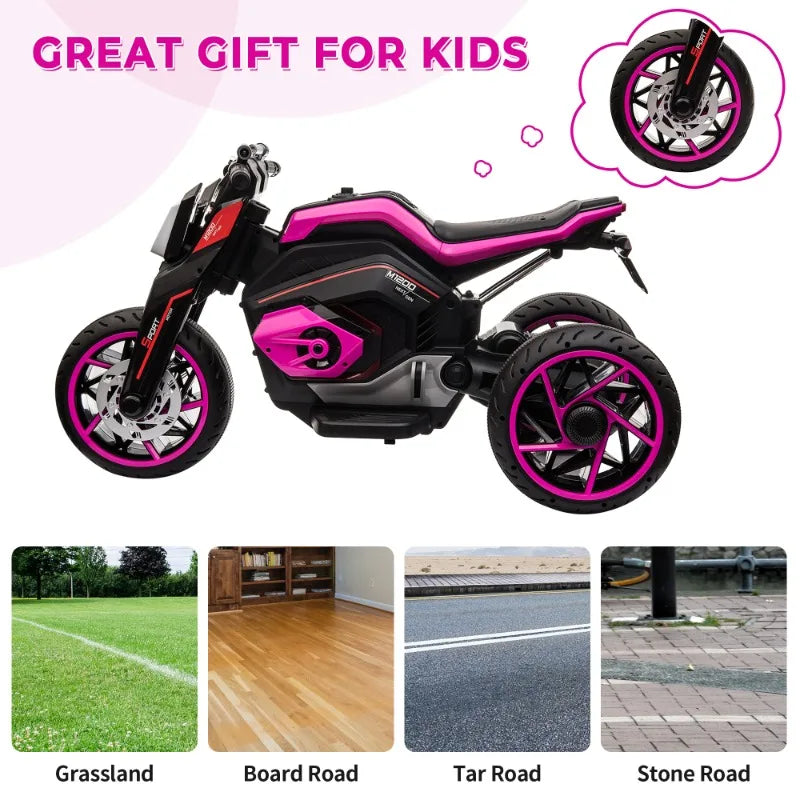 Three-wheel Ride On Motorcycle, Kids Electric Motorbike