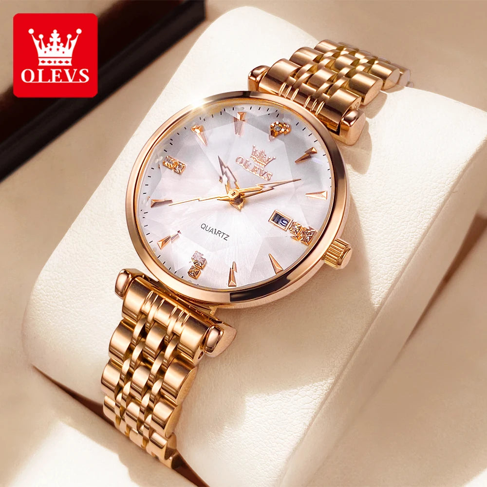 Luxury  Elegant Women Watch High Quality Diamond Rose Gold Waterproof