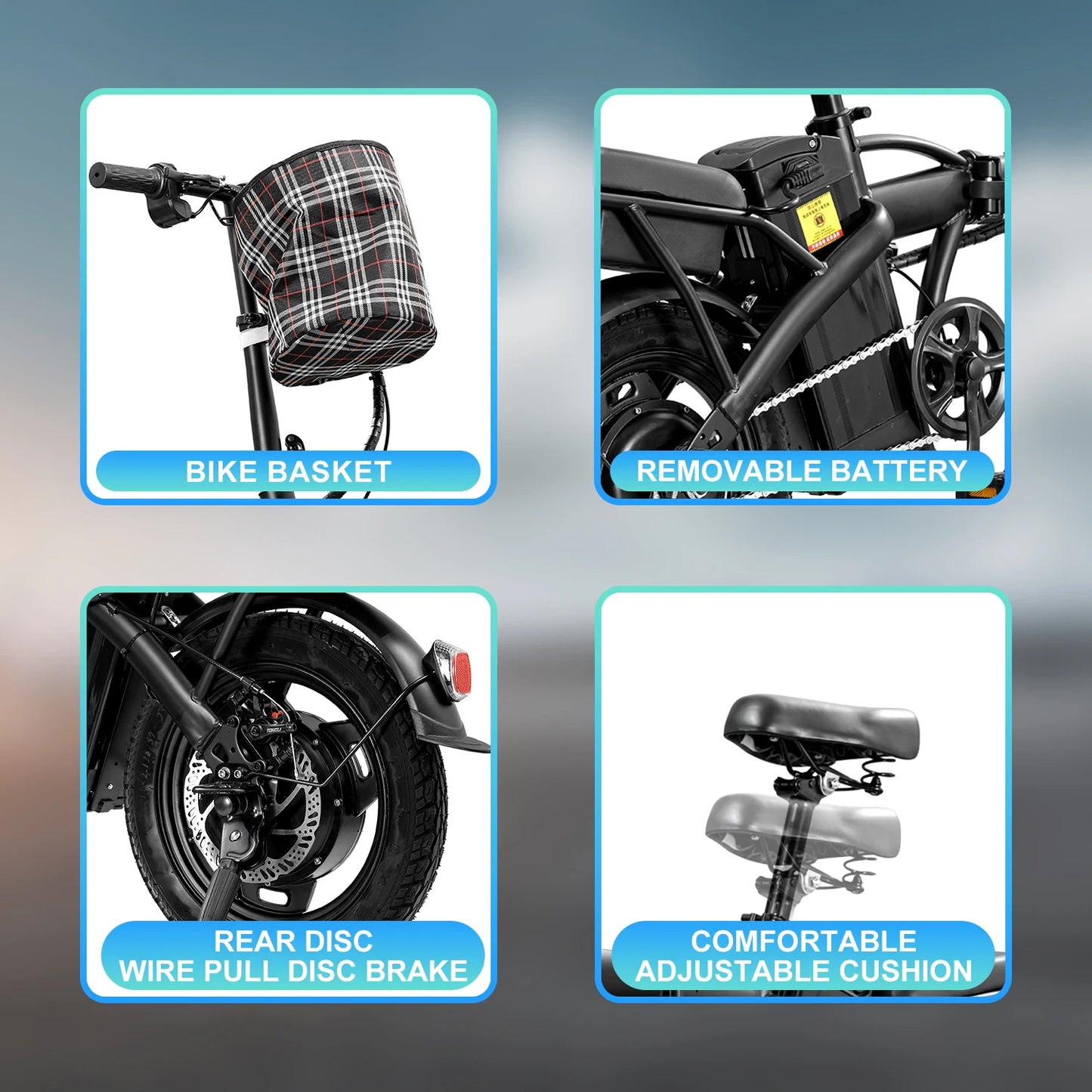 14 inch Road Tires Cheap Bicimoto Electrica with Basket