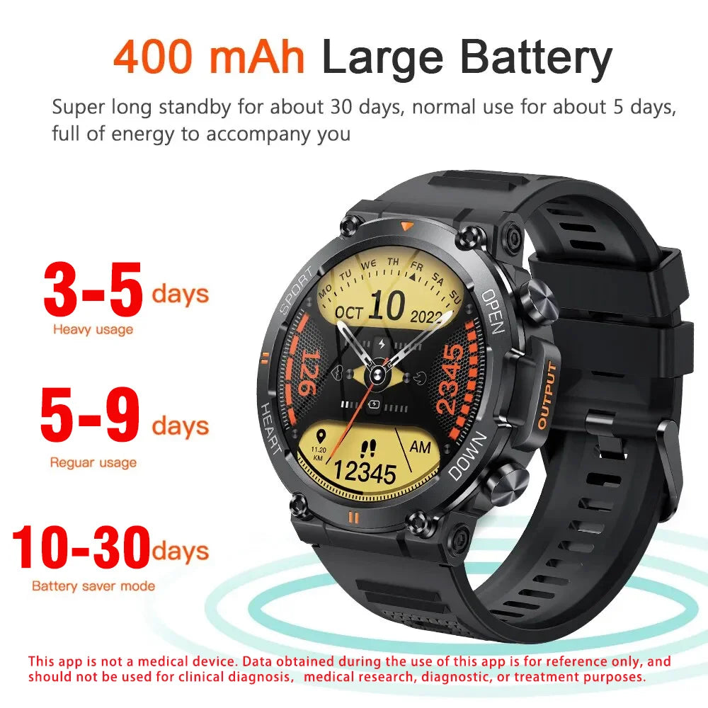 Rugged Military Smart Watch for Men 100+Sports Watches B