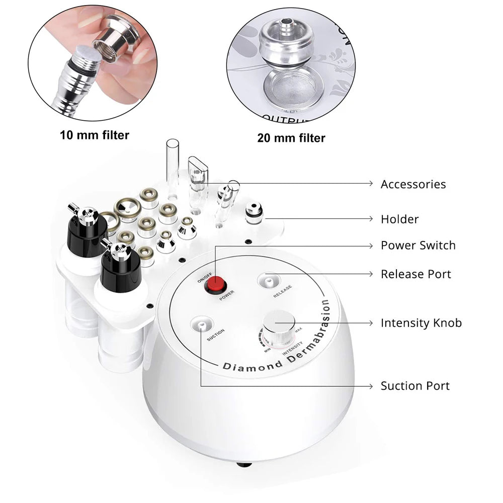 New 3 in 1 Diamond Microderm abrasion Machine Vacuum Cleaner Blackhead Removal