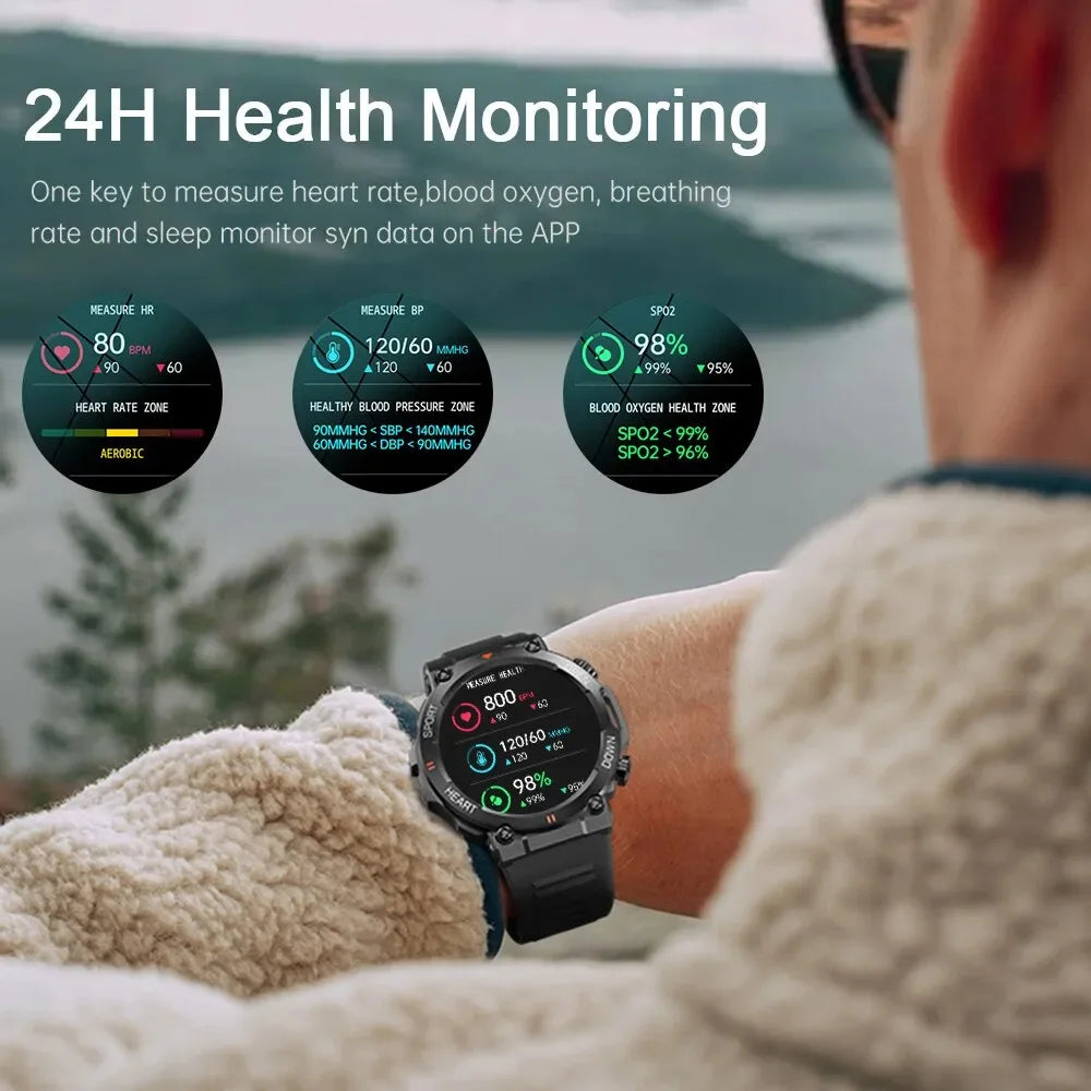 Men's Smart Watch  Big Screen Bluetooth Call  Military