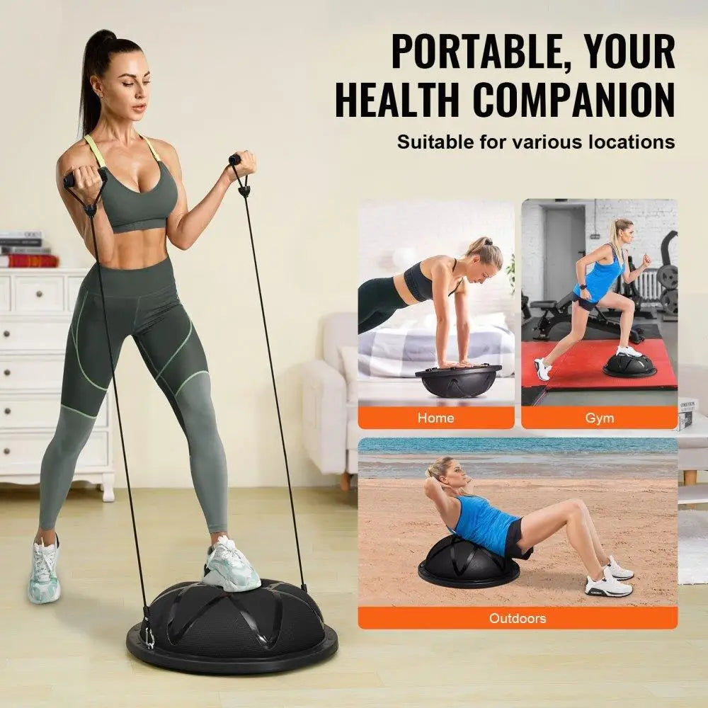 23-Inch Half Exercise Ball Trainer with Pump & Resistance Bands - 660 lbs