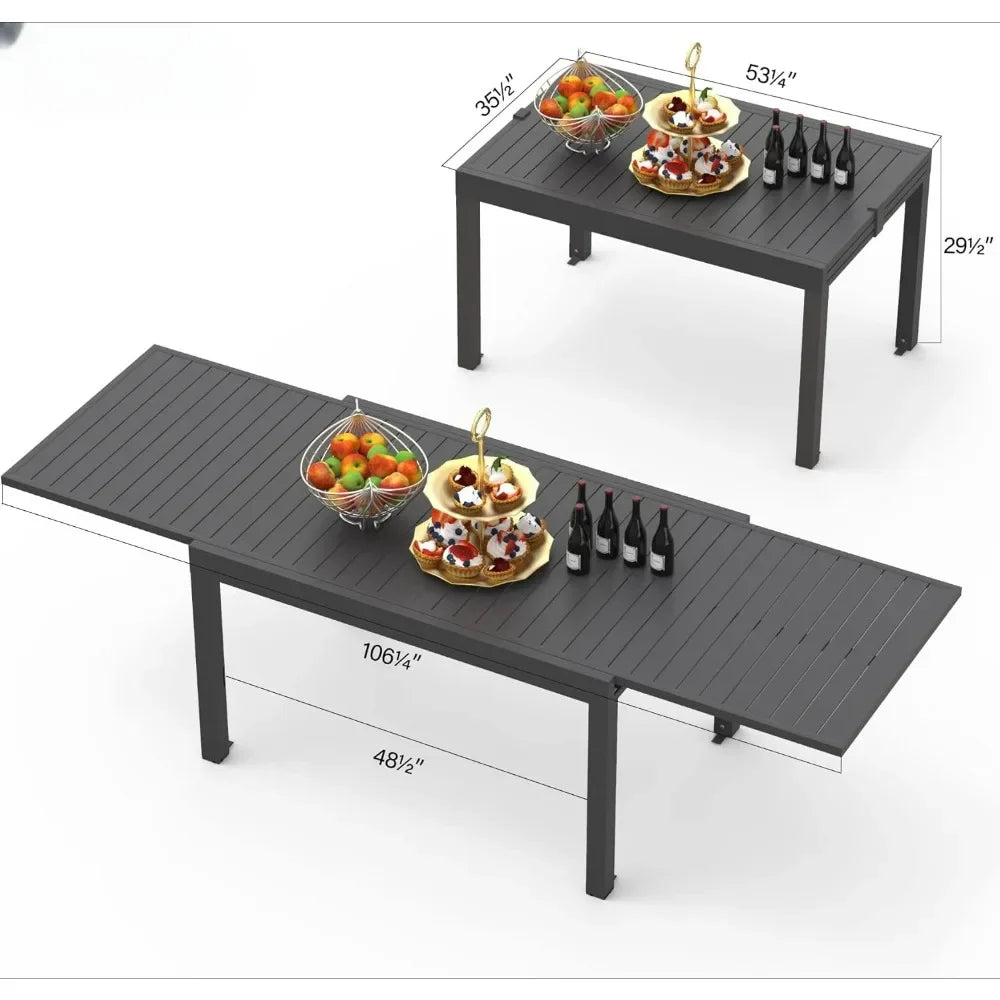 Expandable metal aluminum outdoor table