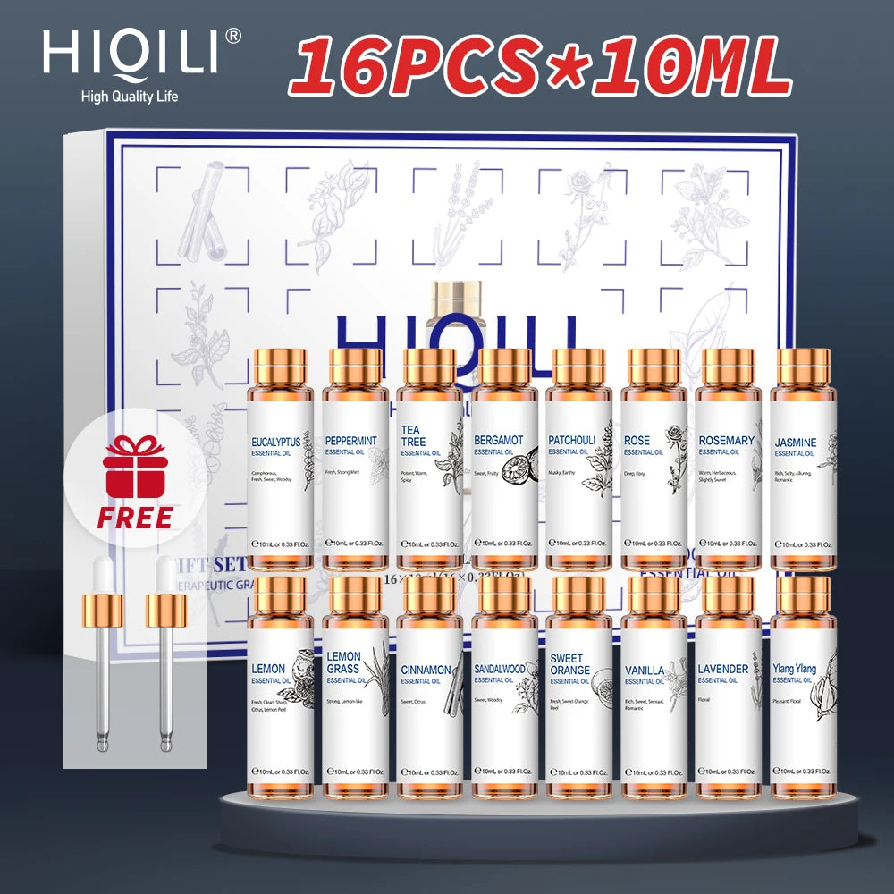 16 PCS 10 ML Essential Oils Set,  Lavender,Eucalyptus,Vanilla, Jasmine,Mint