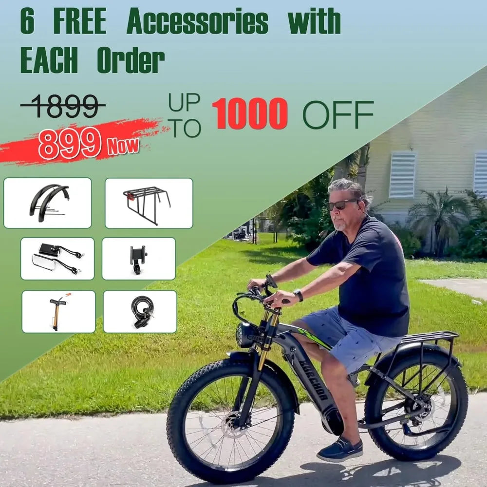 Electric Bike for Adult Removable Battery 120 Miles Long Range Off Road