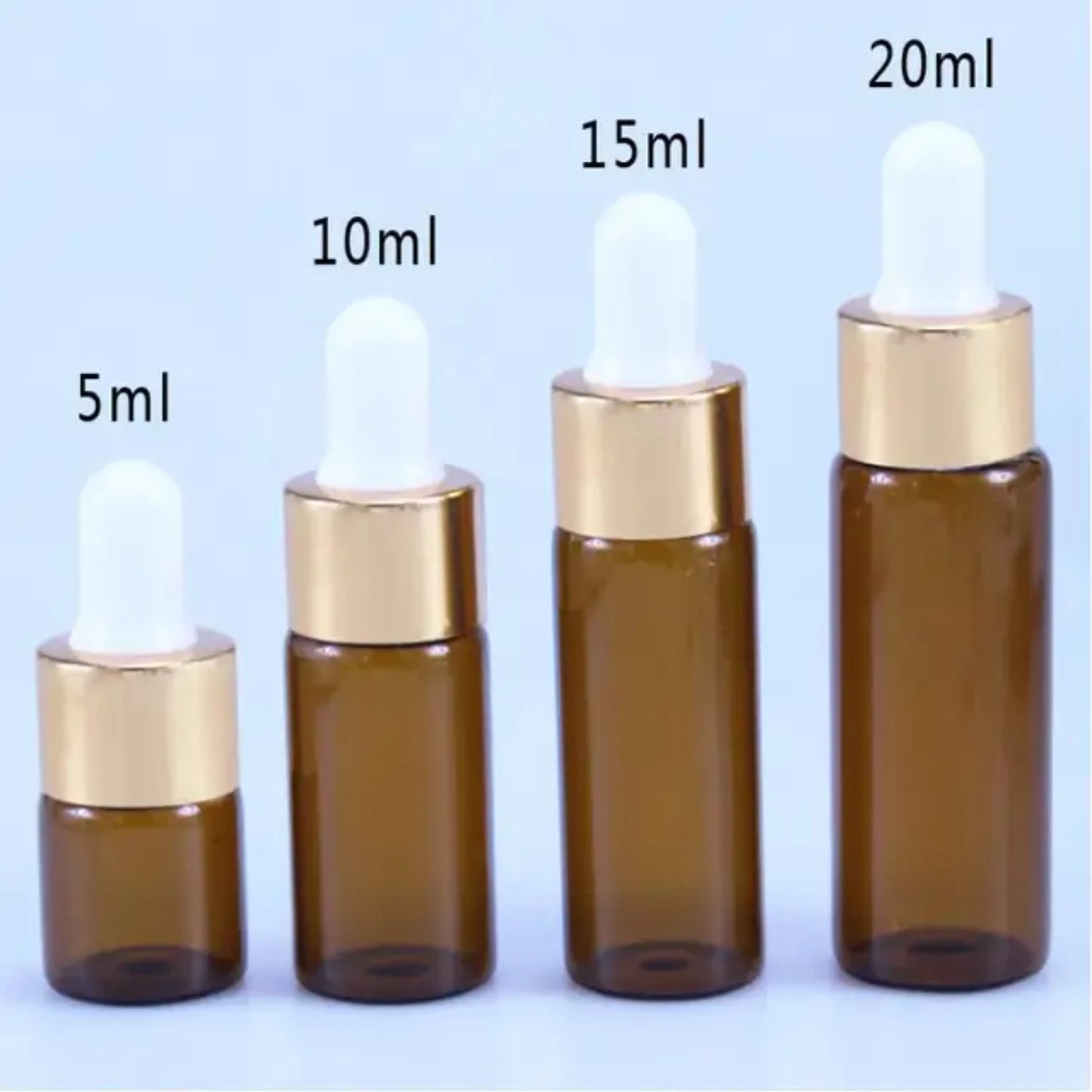 Amber Glass Dropper Bottle Jars Vials With Pipette - Pack of 50 -