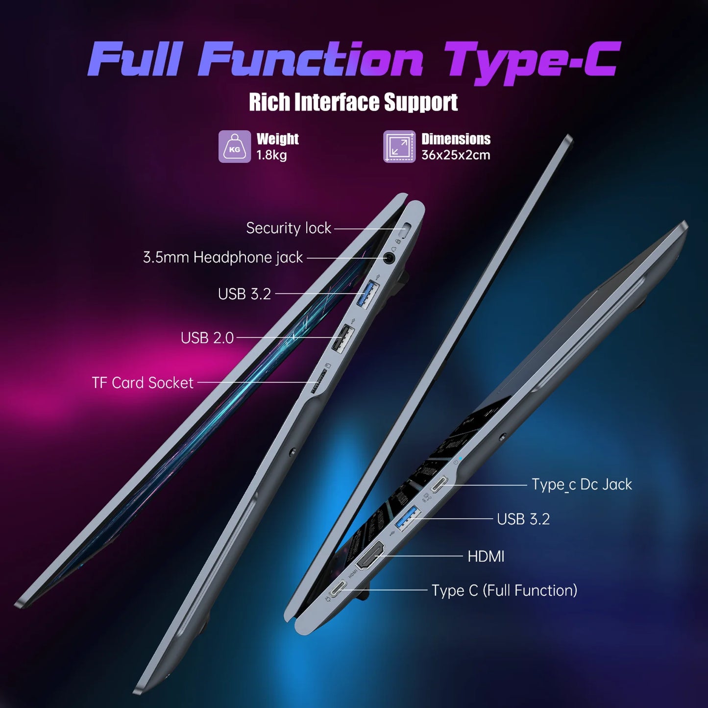 Laptop 16GB LPDDR5 Ram 512GB Rom Windows  Wifi 6 Notebook