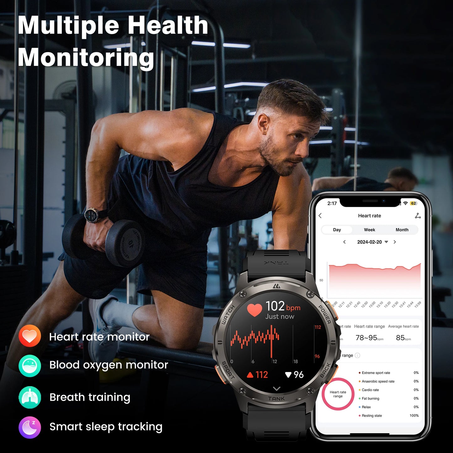 Smart Watch For Men Military Smartwatch Women Digital Fitness