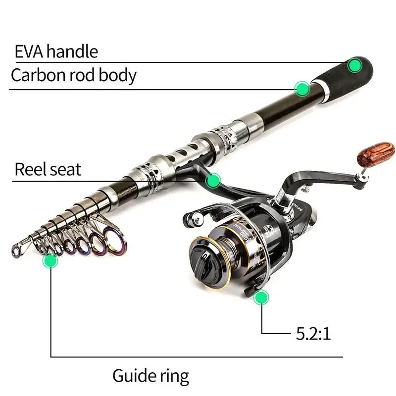 Fishing Rod And Reel Combo Telescopic Saltwater F
