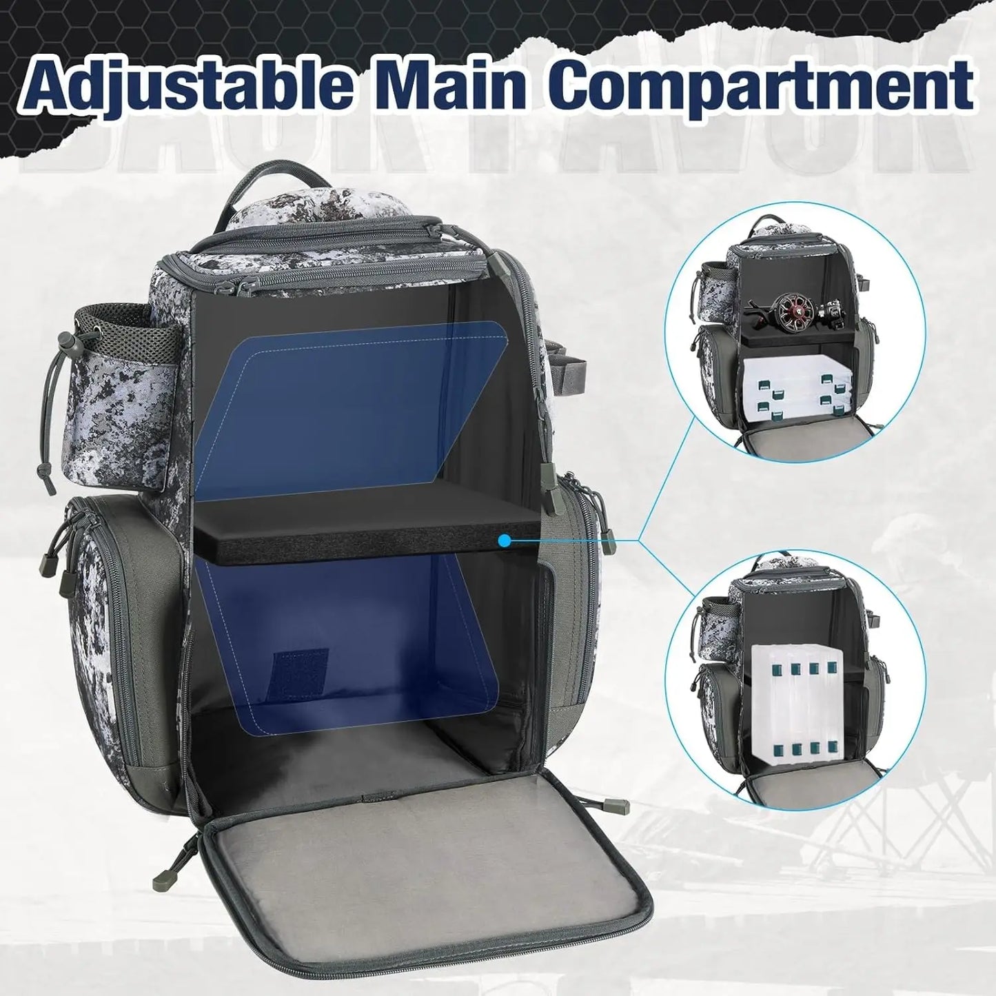 Fishing Tackle Backpack with 4 Trays, Large Outdoor Storage