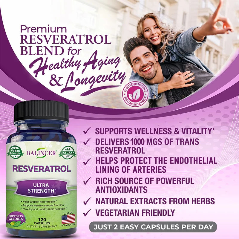 Resveratrol Capsules t Cardiovascular Health, Antioxidants