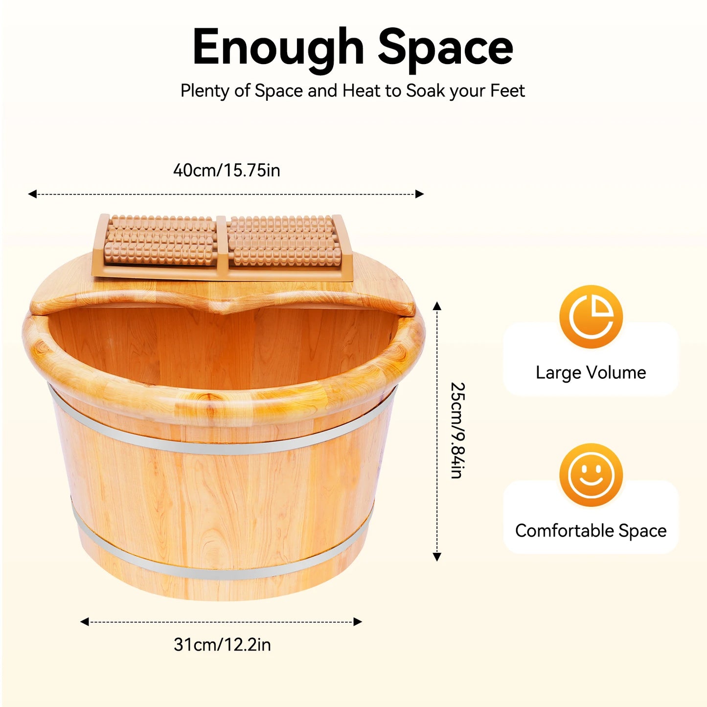 Wooden Bucket Foot Bath Massage,  and Lid,