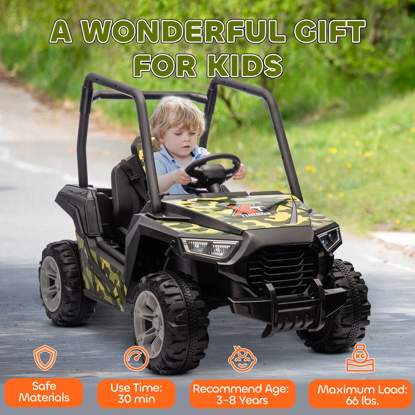 12V Kids Electric Car with Parent Remote Control, Spring Suspension