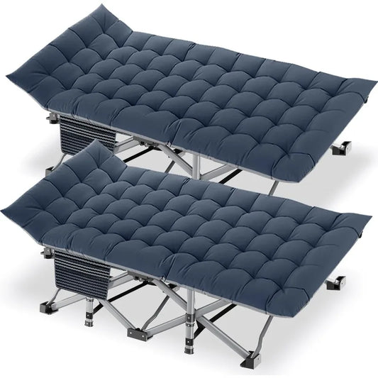 Folding Camping Cot with Mattress, 2 Pack Heavy Duty Folding