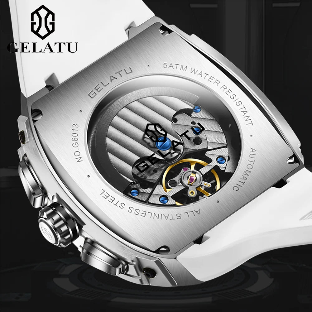 Men Tonneau Mechanical Watches Fully Automatic Movement