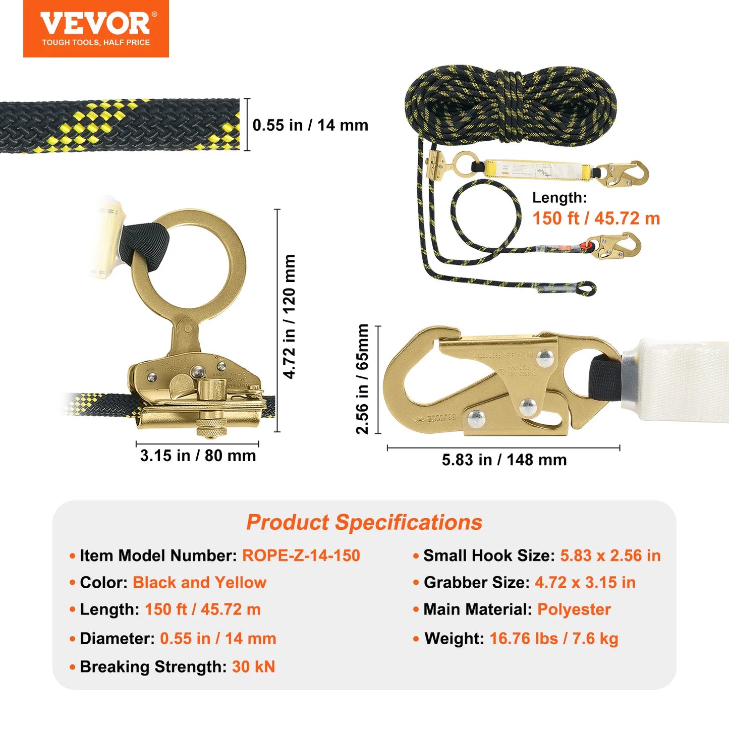 Vertical Lifeline 150t Outdoor Climbing Rope