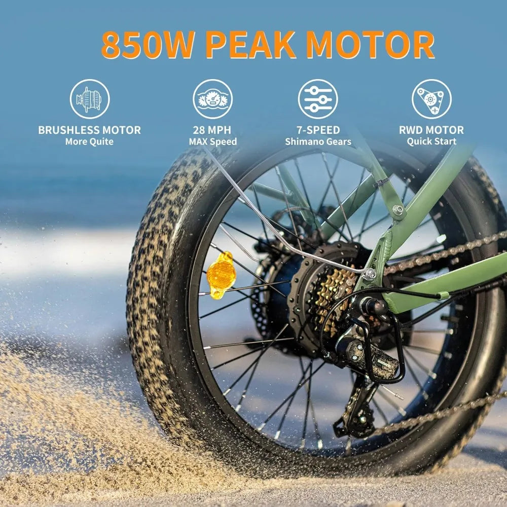 Electric Bike, 1200W Peak Motor 28MPH Max Speed